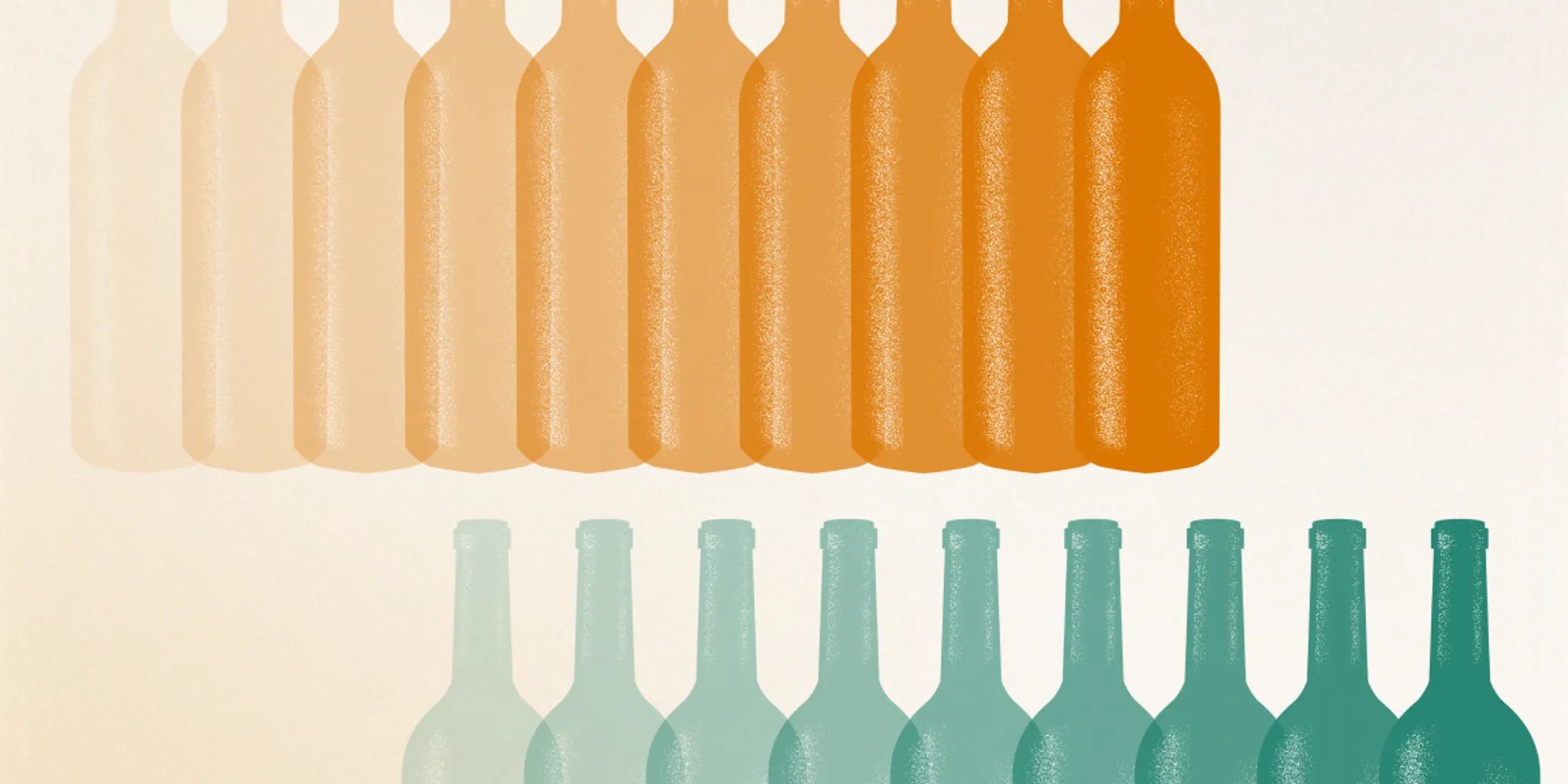 Wine bottles with gradient saturation